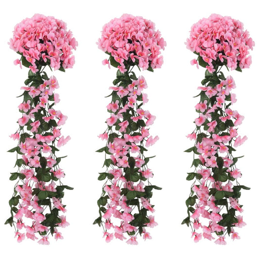 Christmas Flower Garlands 3 pcs Pink 85 cm