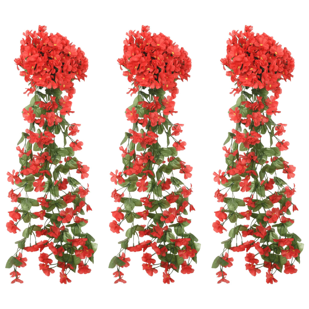 Christmas Flower Garlands 3 pcs Red 85 cm