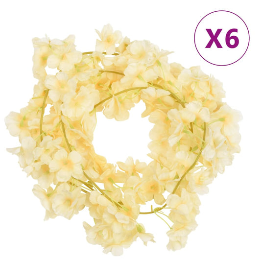 Christmas Flower Garlands 6 pcs Champagne 180 cm