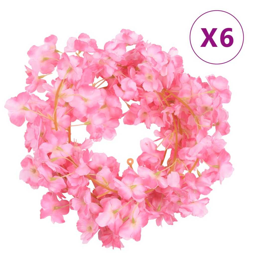 Christmas Flower Garlands 6 pcs Dark Pink 180 cm