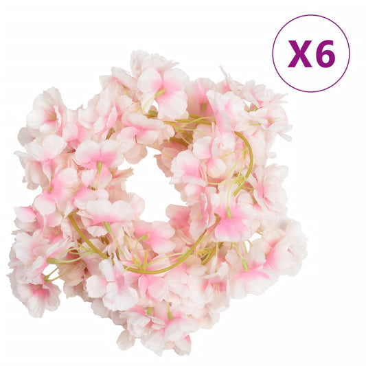 Christmas Flower Garlands 6 pcs Light Pink 180 cm