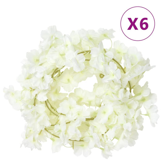 Christmas Flower Garlands 6 pcs White 180 cm