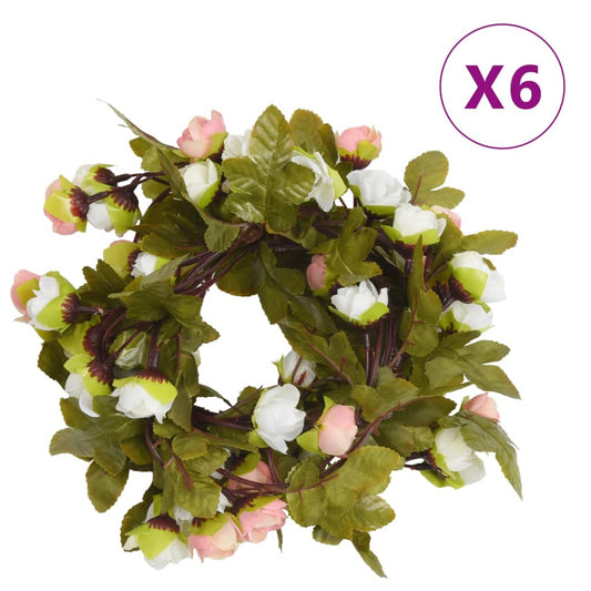 Christmas Flower Garlands 6 pcs Champagne 215 cm