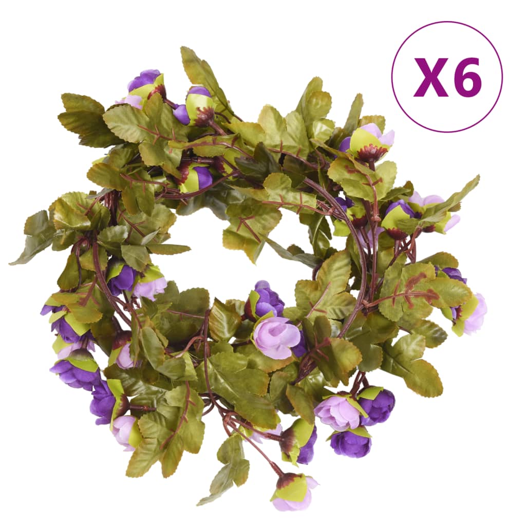 Christmas Flower Garlands 6 pcs Light Purple 215 cm