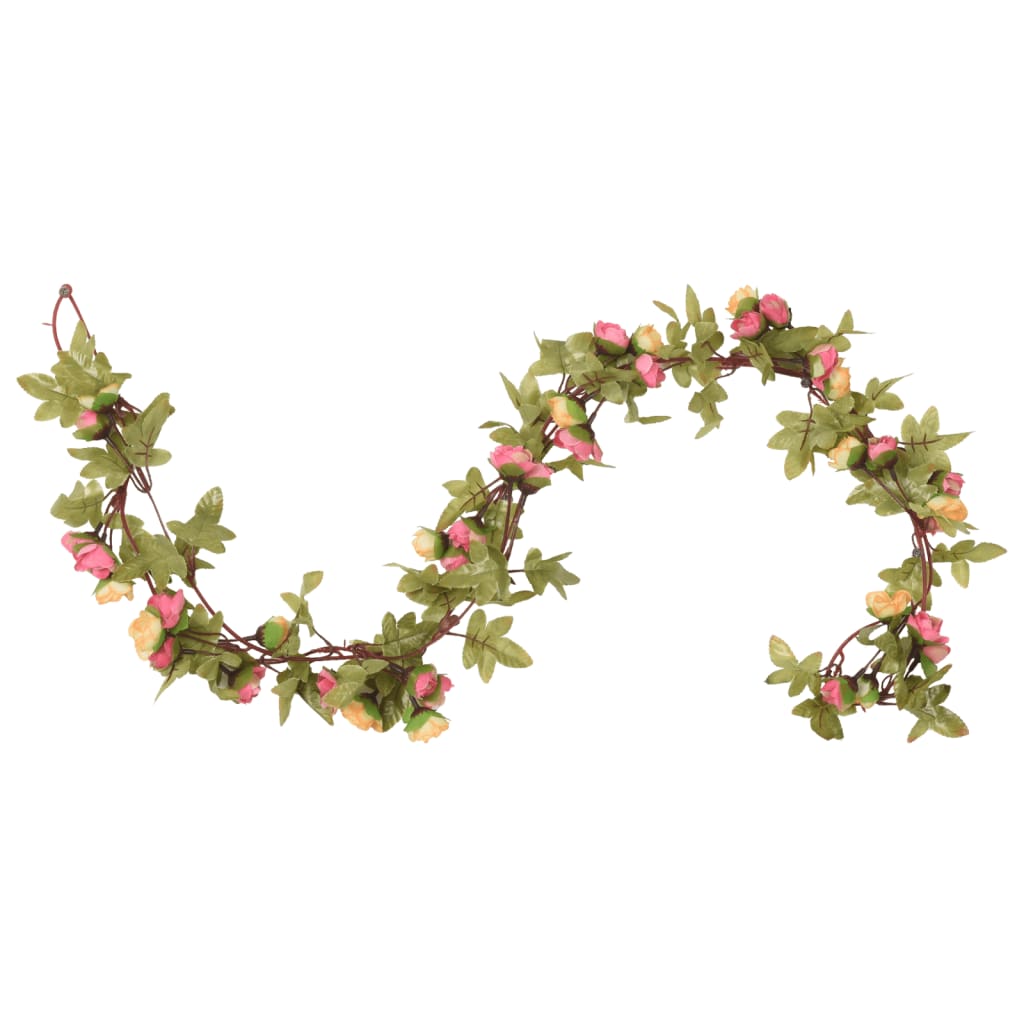 Christmas Flower Garlands 6 pcs Pink 215 cm