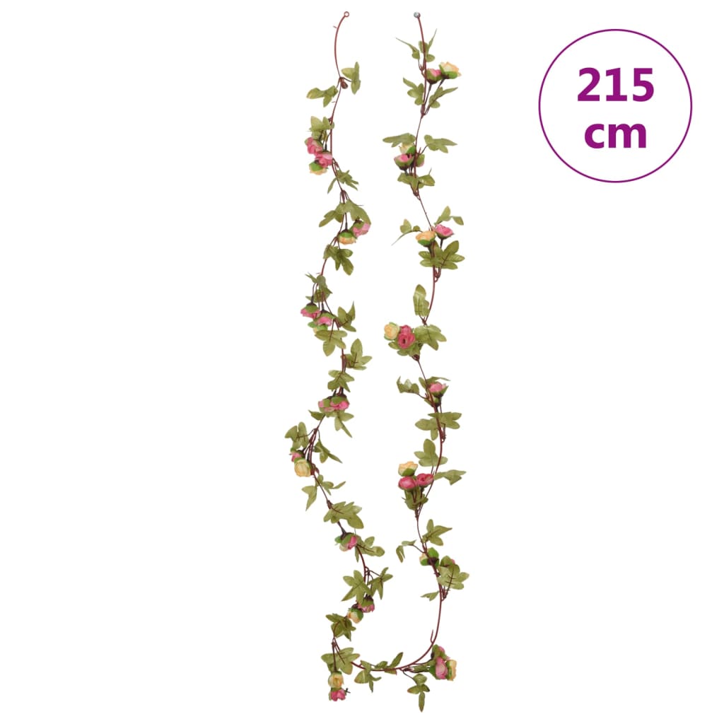 Christmas Flower Garlands 6 pcs Pink 215 cm