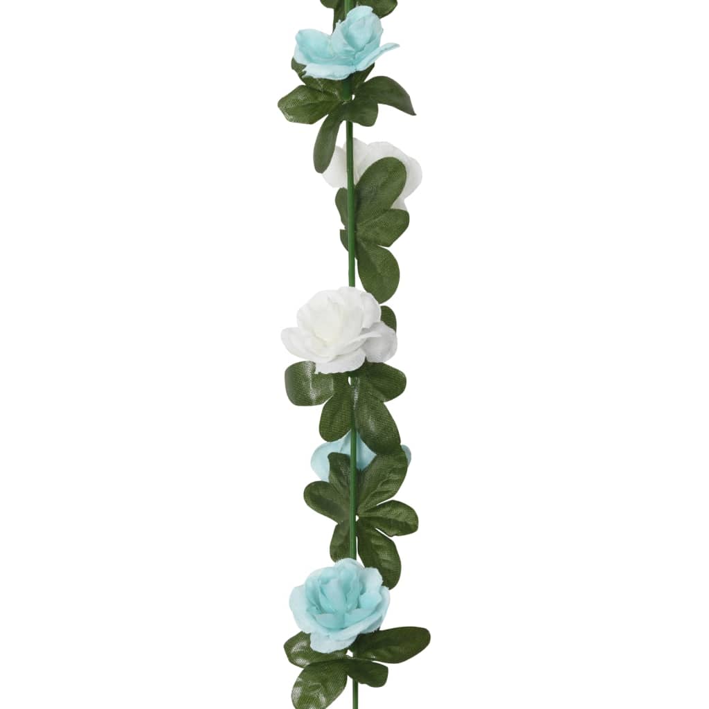 Christmas Flower Garlands 6 pcs Blue and White 240 cm