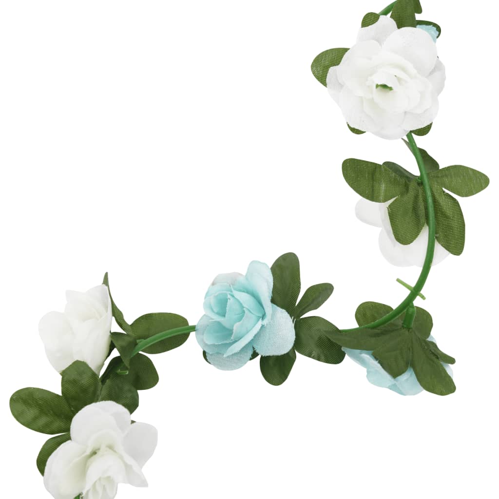 Christmas Flower Garlands 6 pcs Blue and White 240 cm