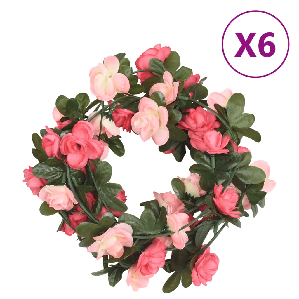 Christmas Flower Garlands 6 pcs Rose 240 cm