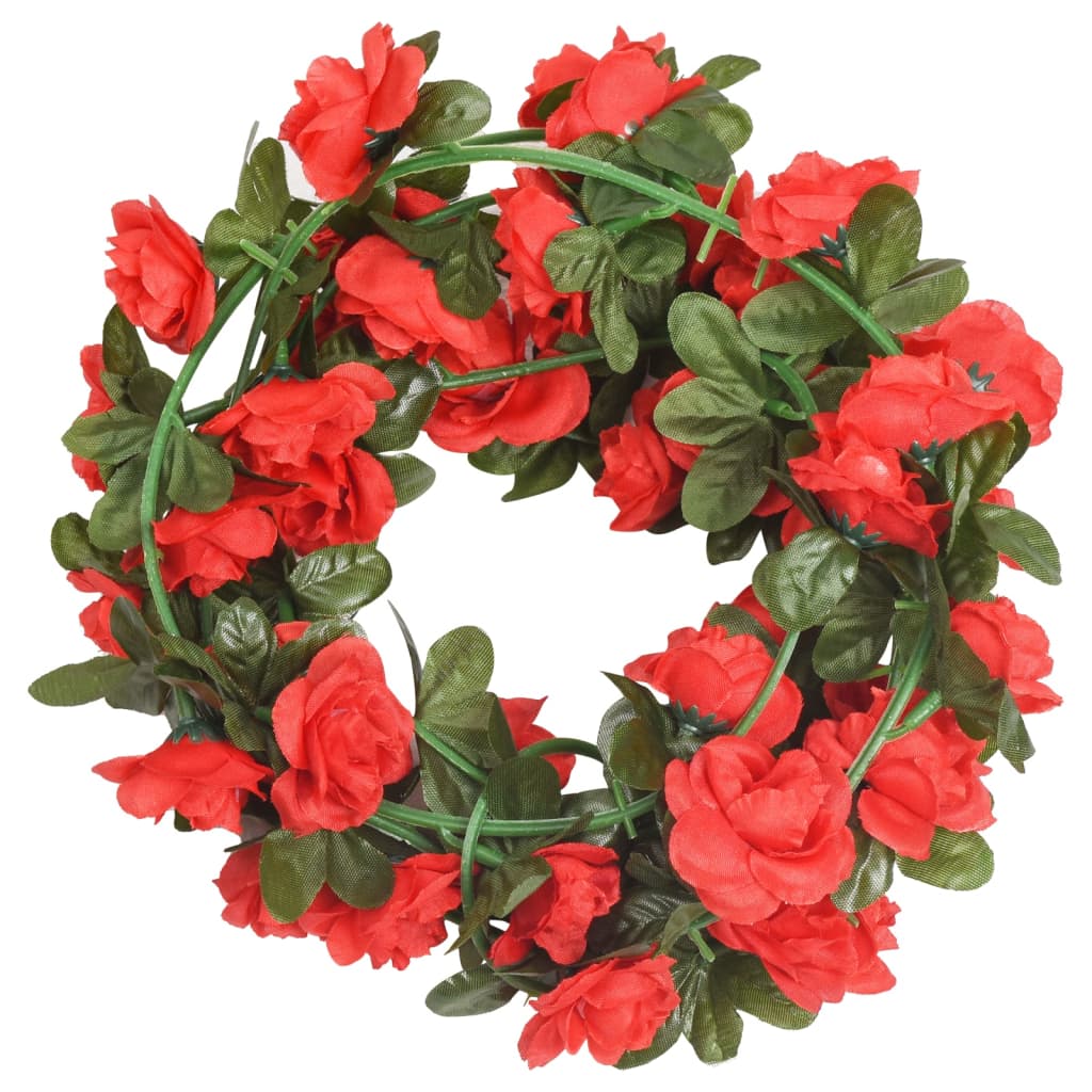 Christmas Flower Garlands 6 pcs Red 240 cm