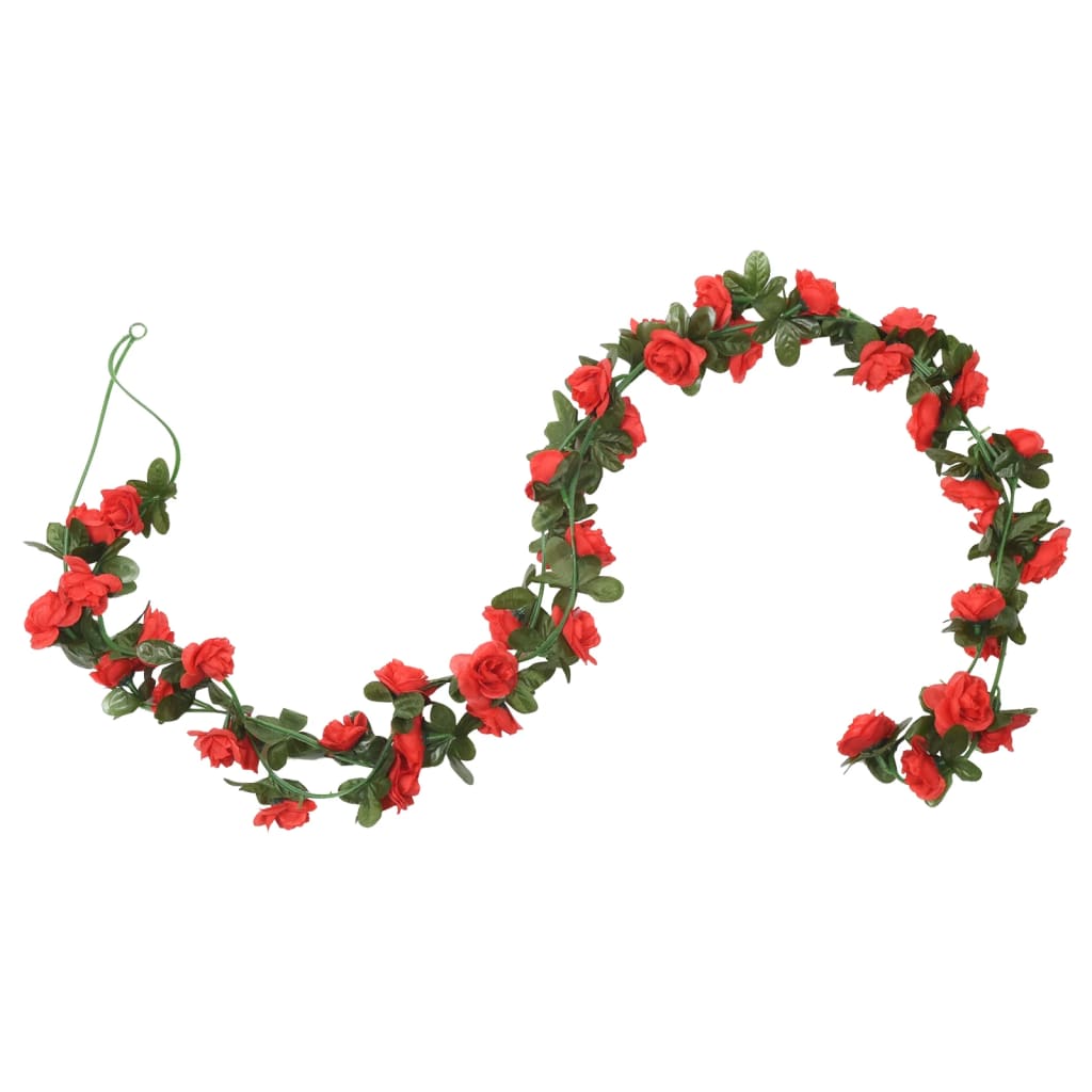 Christmas Flower Garlands 6 pcs Red 240 cm