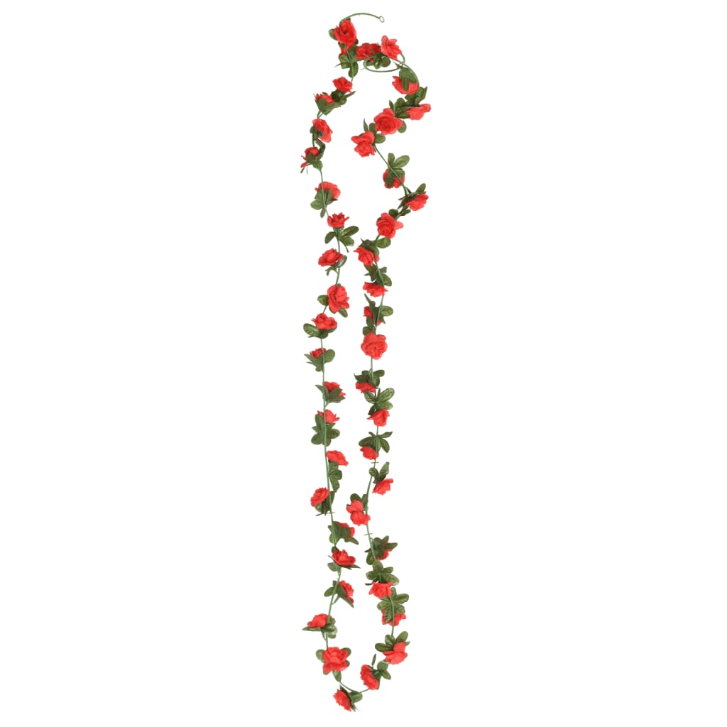 Christmas Flower Garlands 6 pcs Red 240 cm