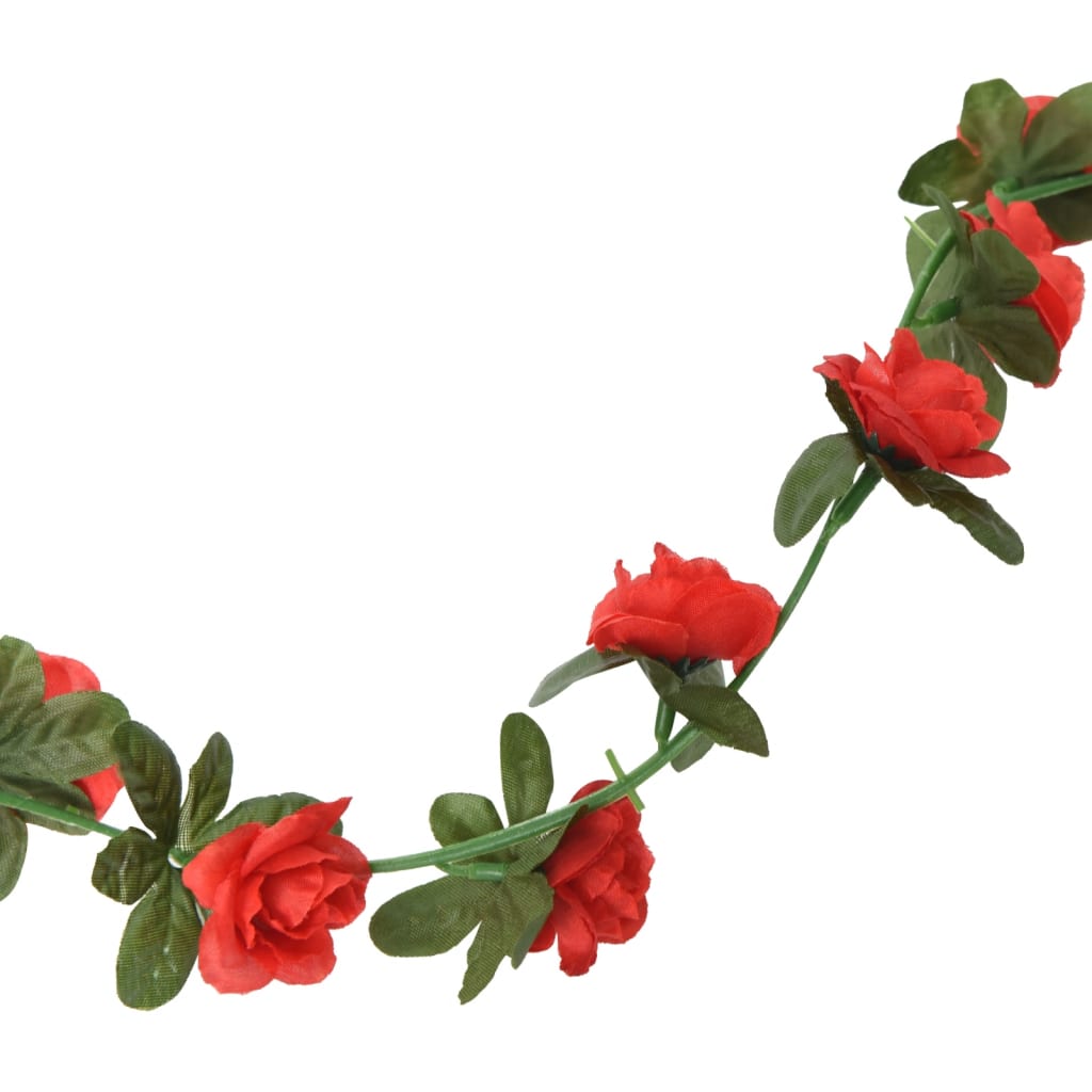 Christmas Flower Garlands 6 pcs Red 240 cm