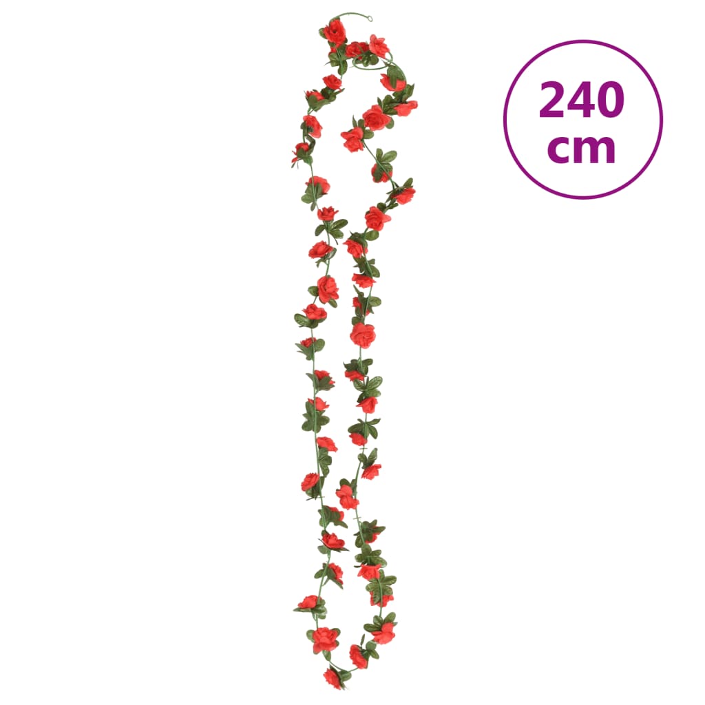 Christmas Flower Garlands 6 pcs Red 240 cm