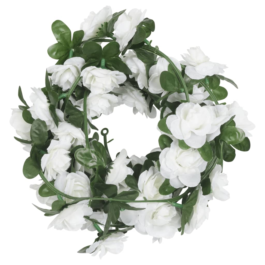 Christmas Flower Garlands 6 pcs White 240 cm