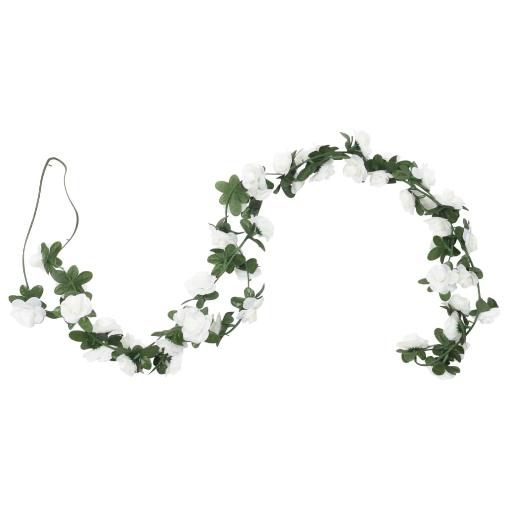 Christmas Flower Garlands 6 pcs White 240 cm