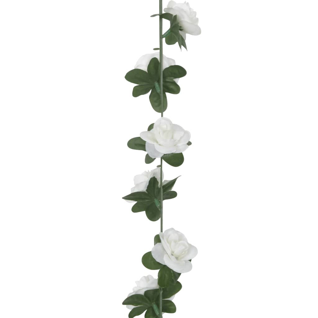 Christmas Flower Garlands 6 pcs White 240 cm