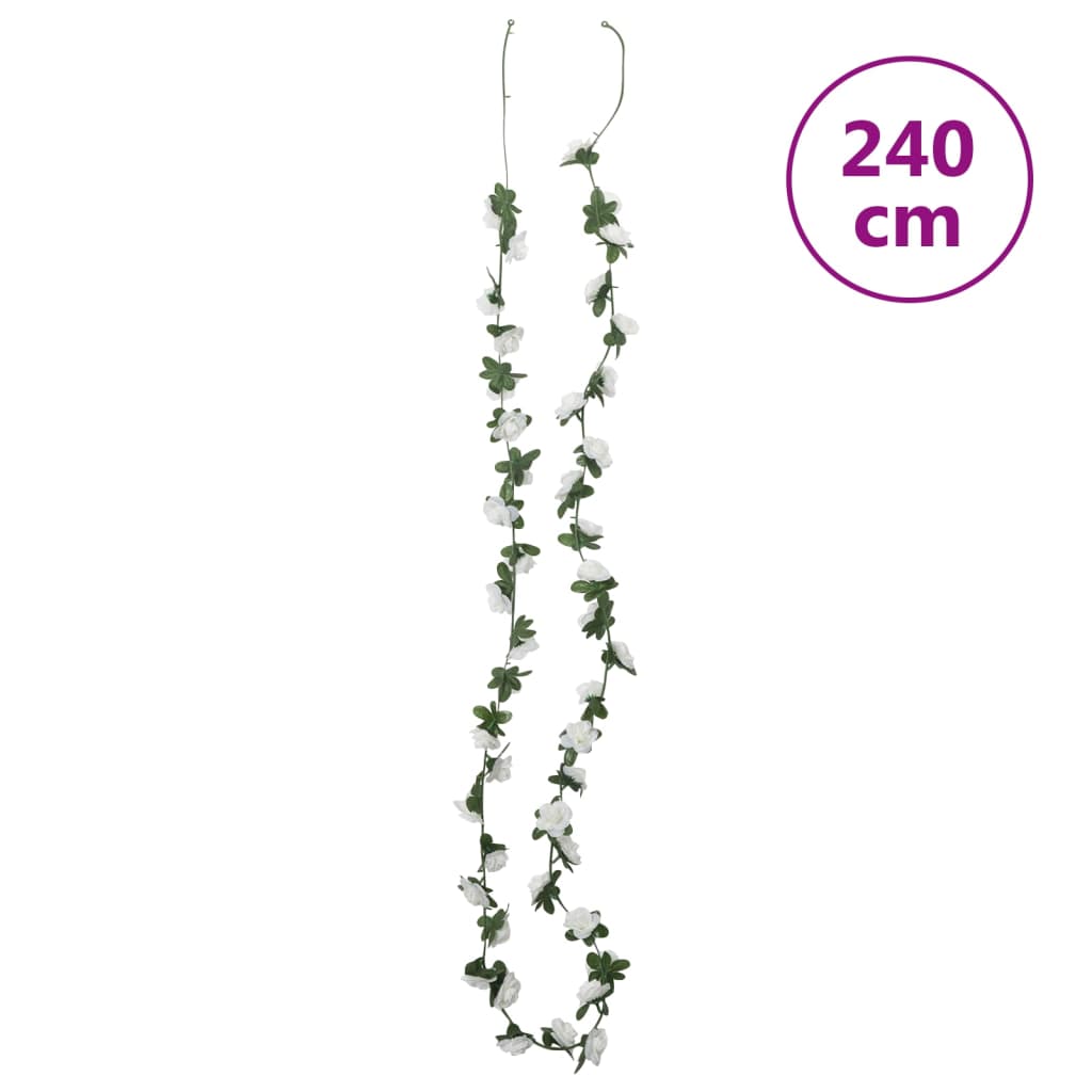 Christmas Flower Garlands 6 pcs White 240 cm