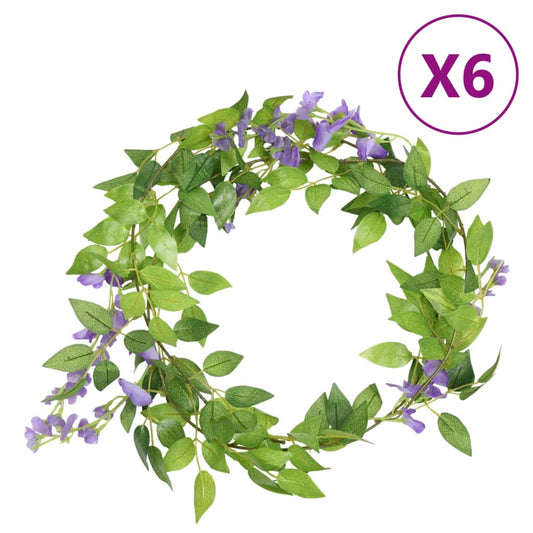 Christmas Flower Garlands 6 pcs Purple 200 cm