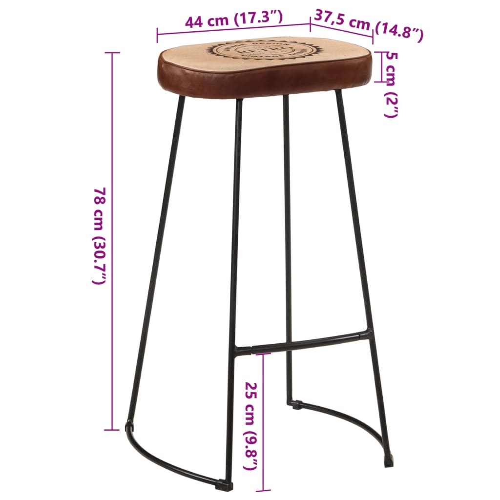 Bar Stools 2 pcs Dark Brown 44x37.5x78 cm