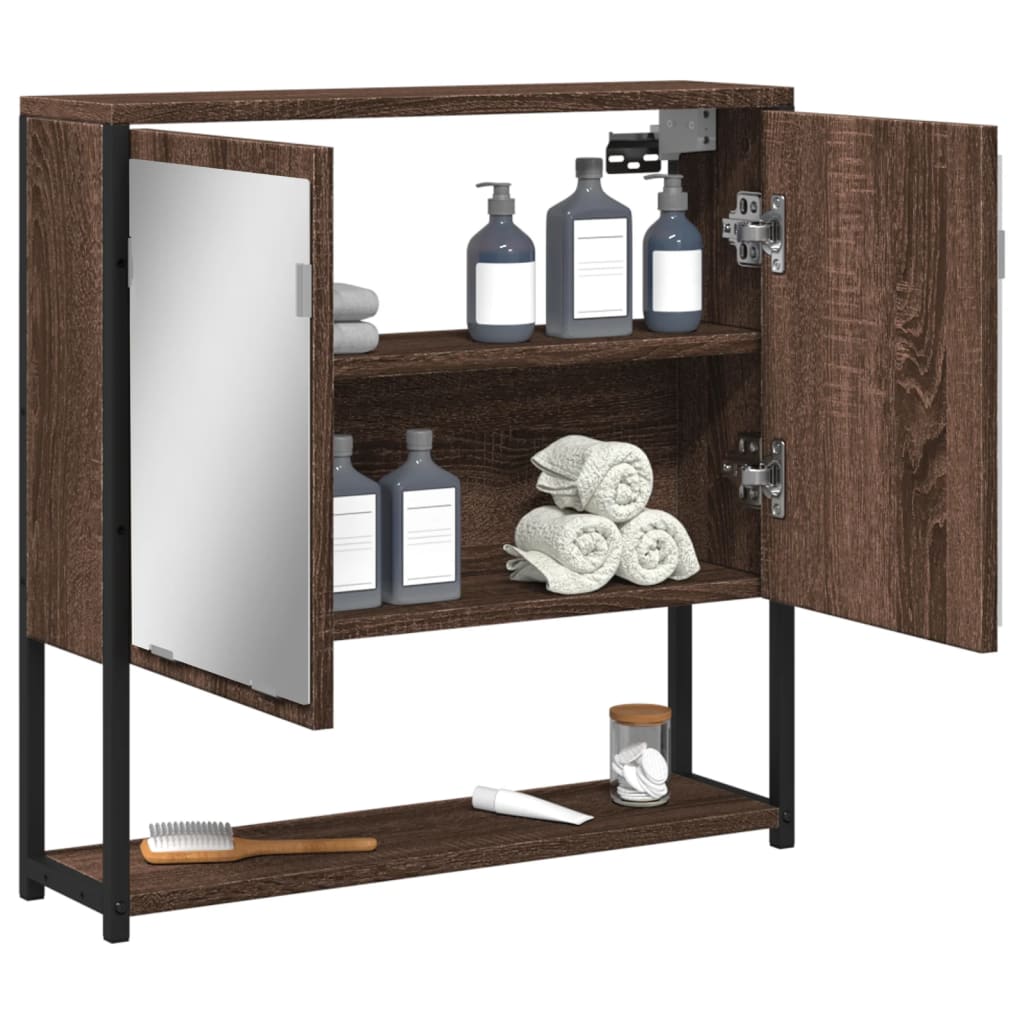 Bathroom Mirror Cabinet Brown Oak 60x16x60 cm Engineered Wood