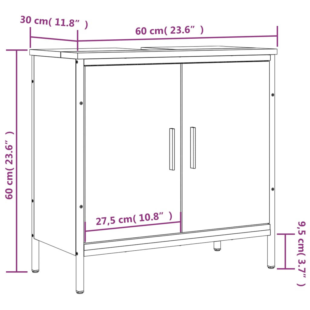 Bathroom Sink Cabinet Smoked Oak 60x30x60 cm Engineered Wood