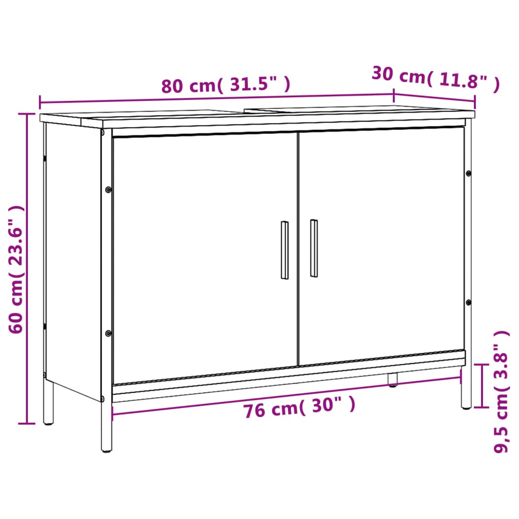 Bathroom Sink Cabinet Smoked Oak 80x30x60 cm Engineered Wood