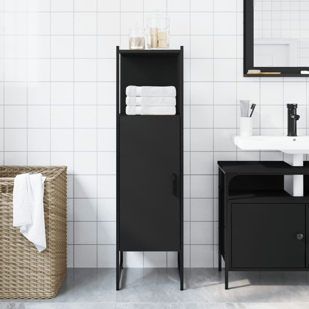 Bathroom Cabinet Black 33x33x120.5 cm Engineered Wood