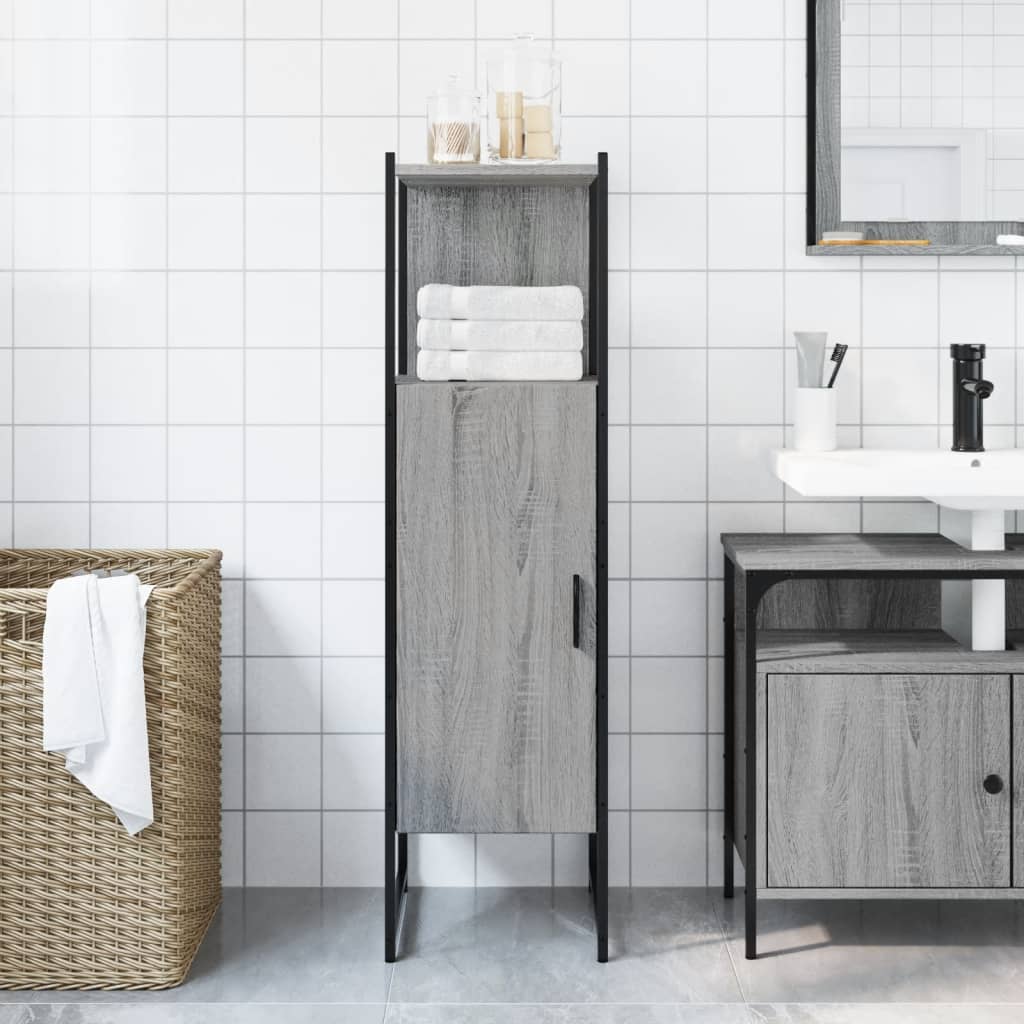 Bathroom Cabinet Grey Sonoma 33x33x120.5 cm Engineered Wood