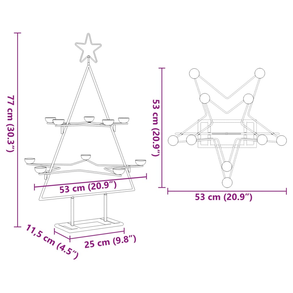 Metal Christmas Tree for Decoration Black 75 cm