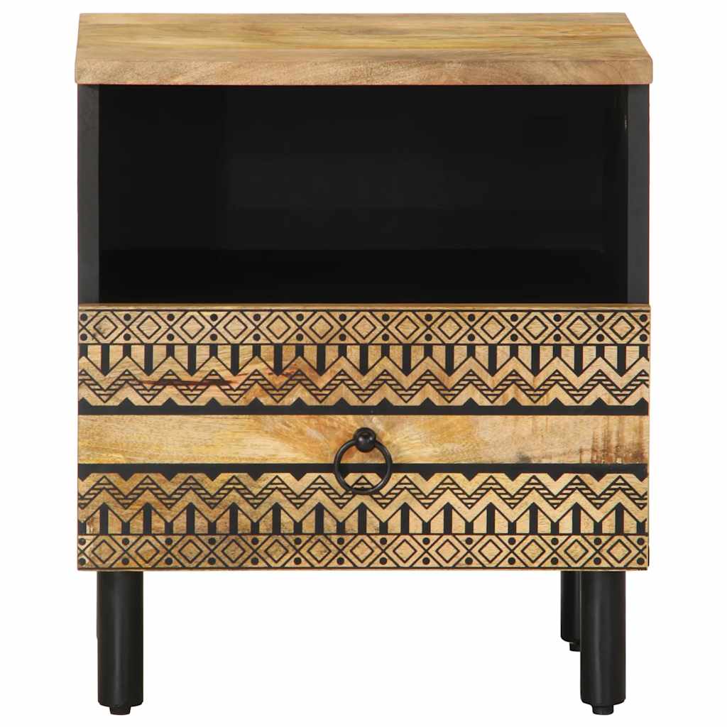 Bed Cabinet Black 40x33x46 cm Solid Rough Wood Mango