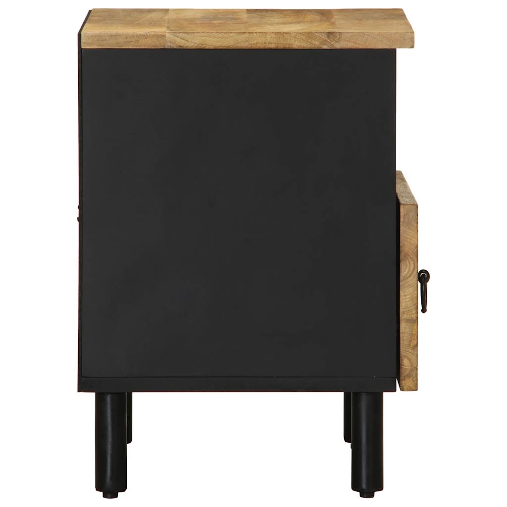 Bed Cabinet Black 40x33x46 cm Solid Rough Wood Mango