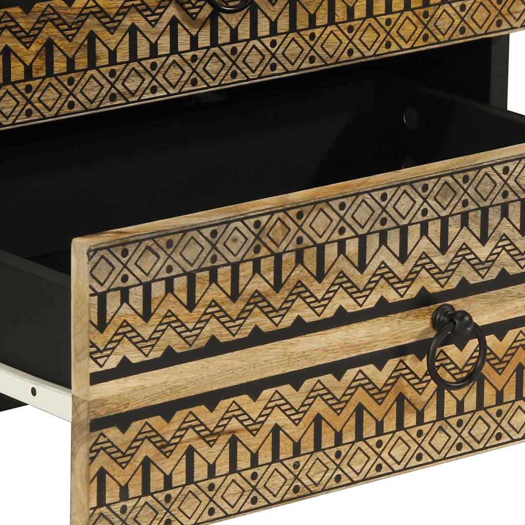 Bed Cabinet Black 50x33x62 cm Solid Rough Wood Mango