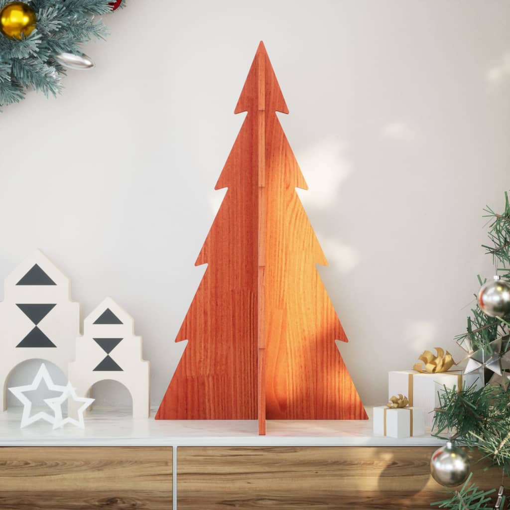 Wooden Christmas Tree for Decoration Wax Brown 80 cm Solid Wood Pine