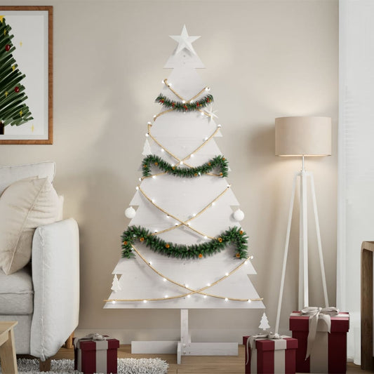 Wooden Christmas Tree for Decoration White 150 cm Solid Wood Pine