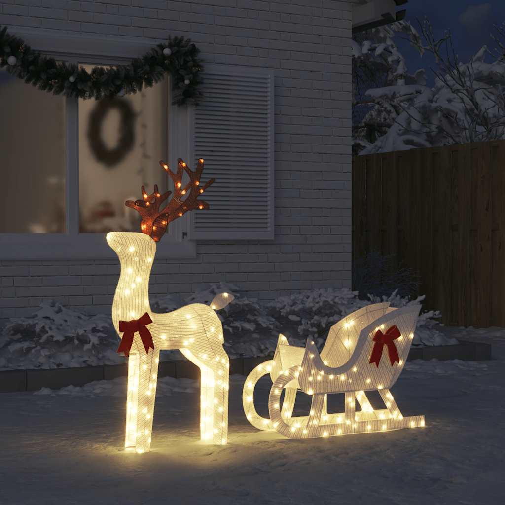 Christmas Decoration Reindeer and Sleigh 100 LEDs Cold White